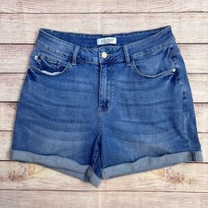 Judy Blue High Rise Cuffed Denim Shorts Medium Wash Blue Women's Size 1XL